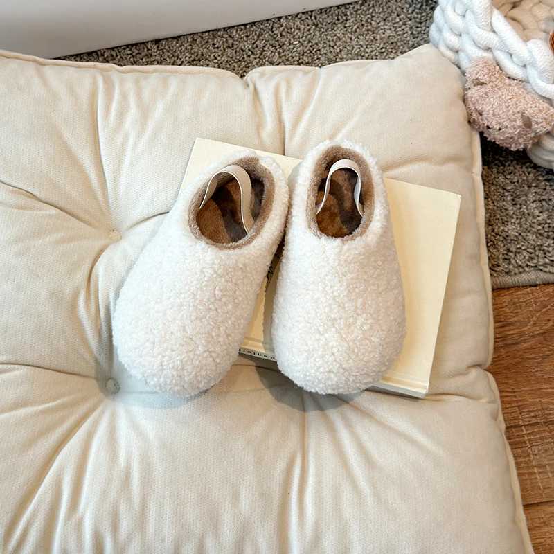 Winter Children Flat Shoes Leisure Fluffy Cover Toe Slip-on Kids Loafers Unisex Light Flexiable Warm Chic Boys Girls Shoe 23-34XJ241209