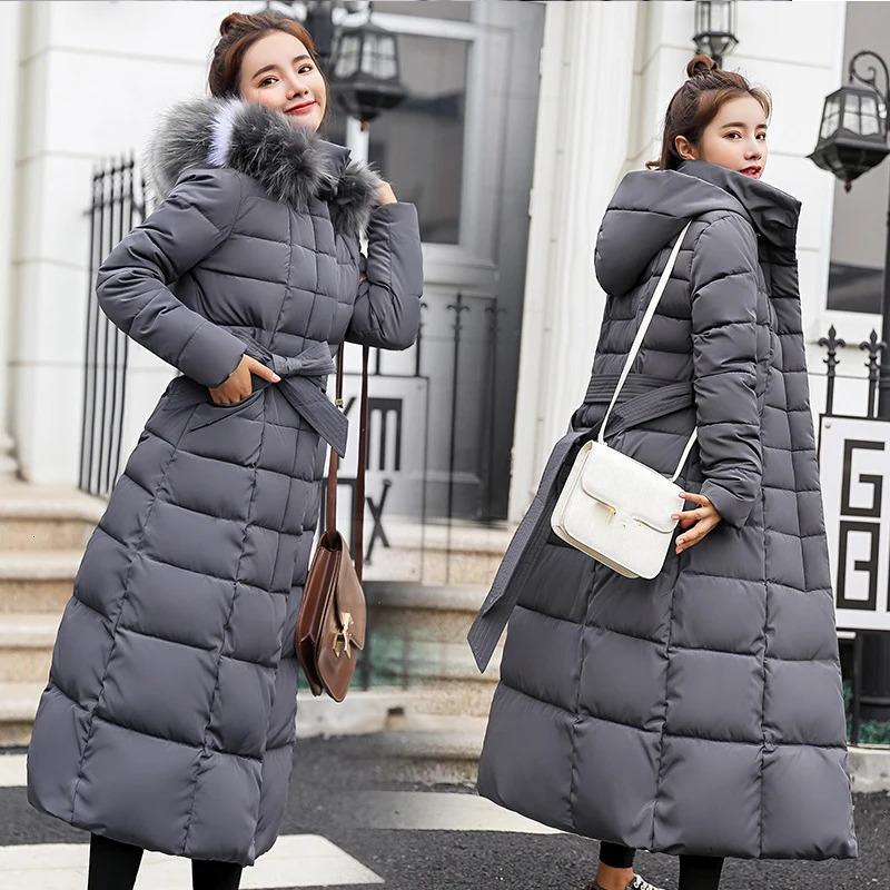Winter clothing womens fur Parkas quilted jacket thick coat warm long hooded autumn Pdded 241209