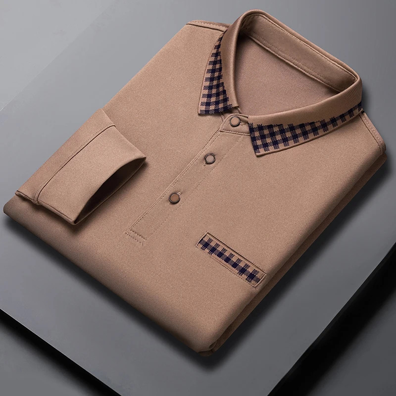 Long Sleeve Mens Polo Shirts Cotton Solid Color Casual for Men Sping Autumn Basic Polos 241202