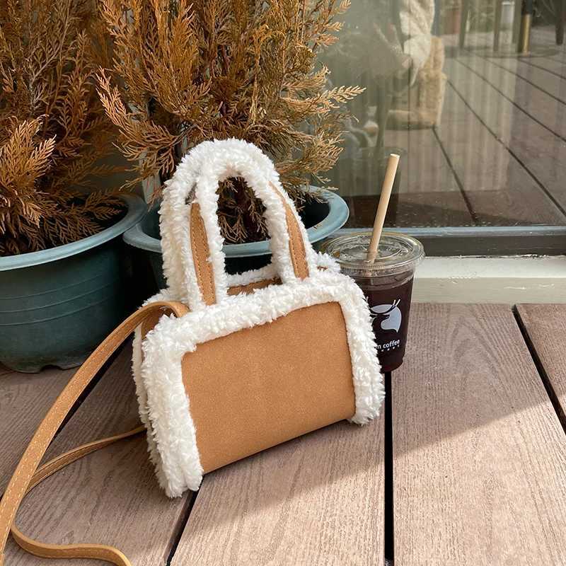 Winter Lambswool Handbag Designer Small Soft Plush Cross Body Bag Womens Fashion Wide Shoulder Strap Womens Shoulder Bag Mini Bag Z241210 - view 7