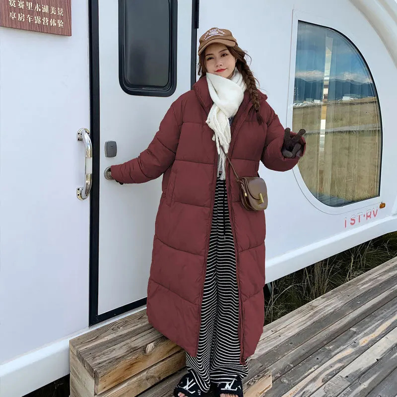 Winter Womens Large Quilt Cotton Coat Long Parker Cold Pad Jacket Thick Down 241209