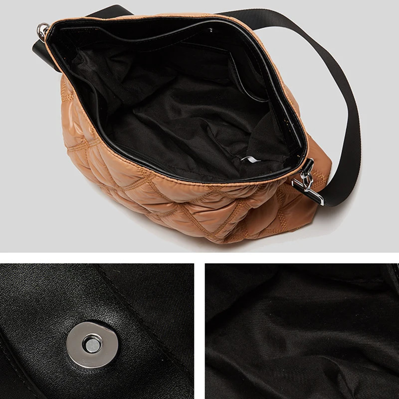 Leisure pad large capacity handbag womens handbag er Lingge bedding shoulder bag nylon Sapce cotton cross body bag241209