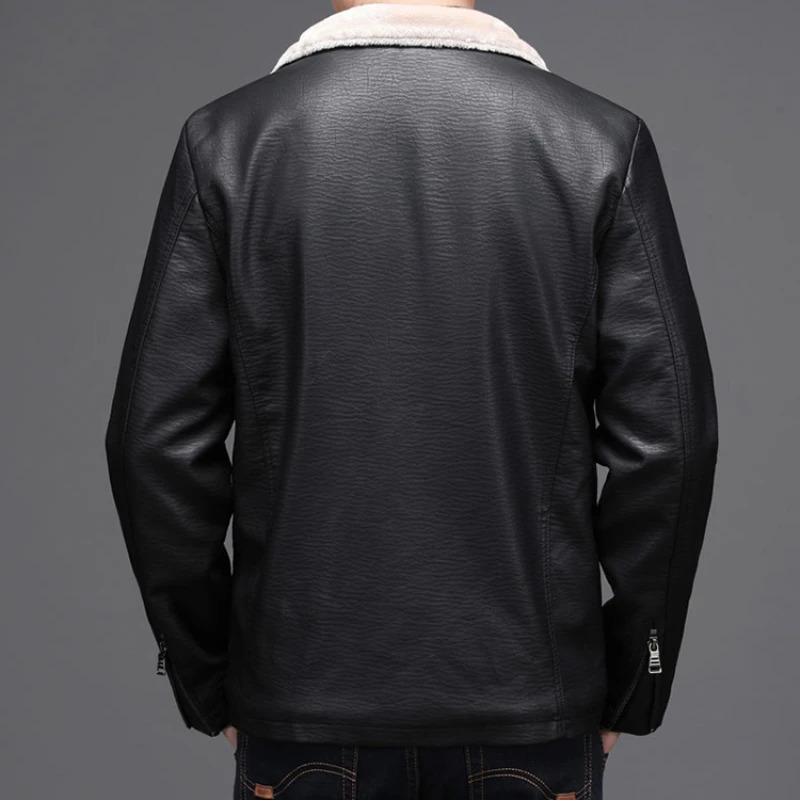 Autumn Winter Leather Jacket Men Fashion Trend Casual Male Trench Coat Plus Velvet Versatile Top Clothing PU Locomotive Clothes 241209