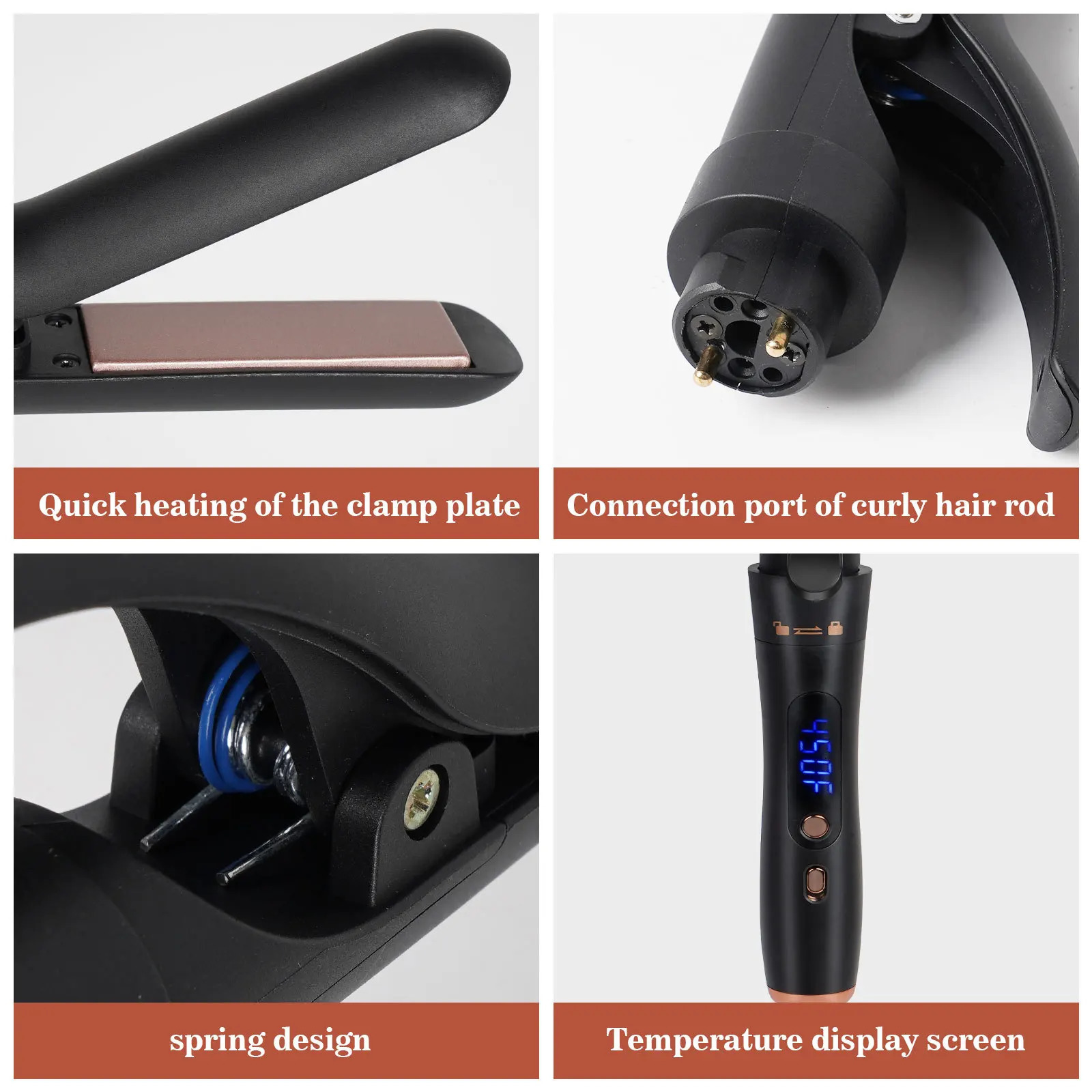 5 in 1 hair curler LED light display multi-function head changing curling iron 5 in 1 changing tube curling iron 241209