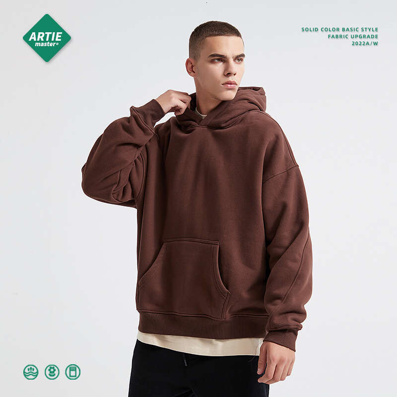 2024 Autumn/Winter New Product Splicing Veet Hooded Brand for Men in Europe and America Solid Color Basic Blank Trendy Men's Hoodie