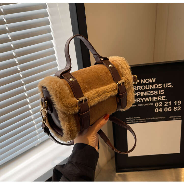Autumn and Winter Shoulder for Women New Lamb Plush Suede Ladies Small Square Crossbody Bags Bolsas Para Mujeres