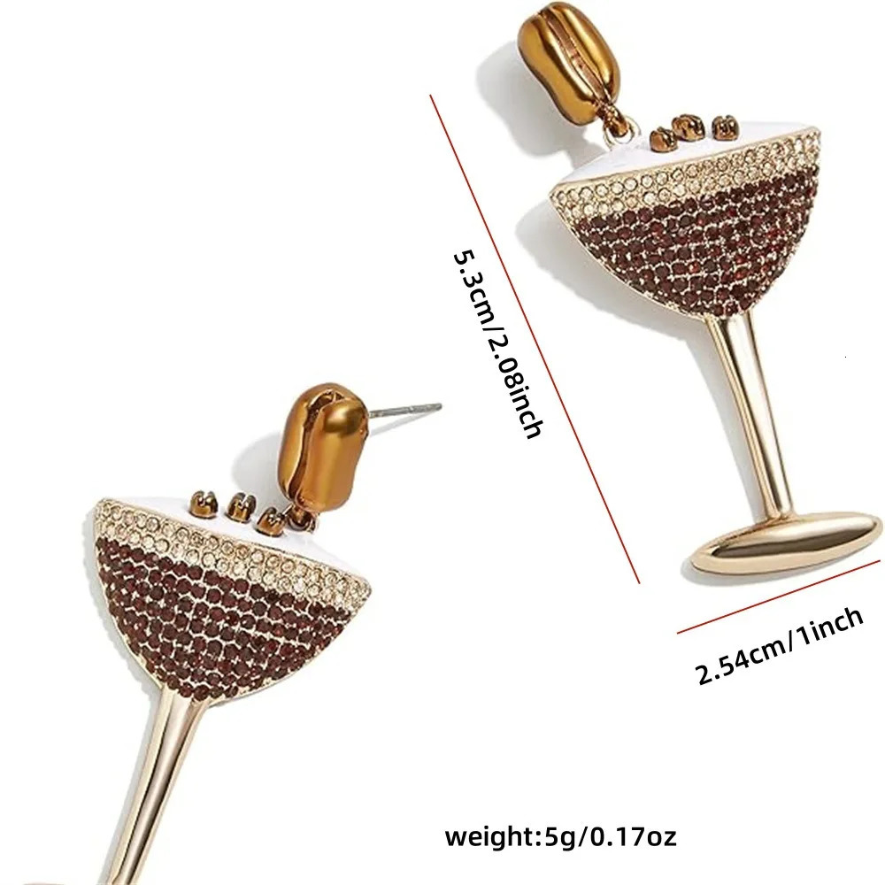 Gothic gold inlaid zircon cocktail glass earrings UNISEX Christmas celebration happy party jewelry earrings 241209