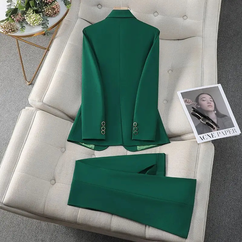 Women Autumn Fashion Professional Suit Twopiece Korean Elegant Casual Blazers Jacket Pants Matching Set Female Clothes 241209