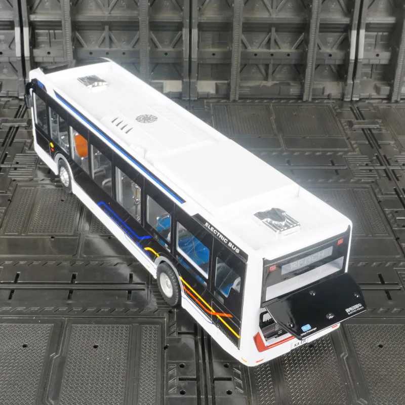 New Energy Bus Alloy Bus Model Public Transportation Childrens Toys Sliding Sound and Light Toys Airport Bus Door Opening X241209