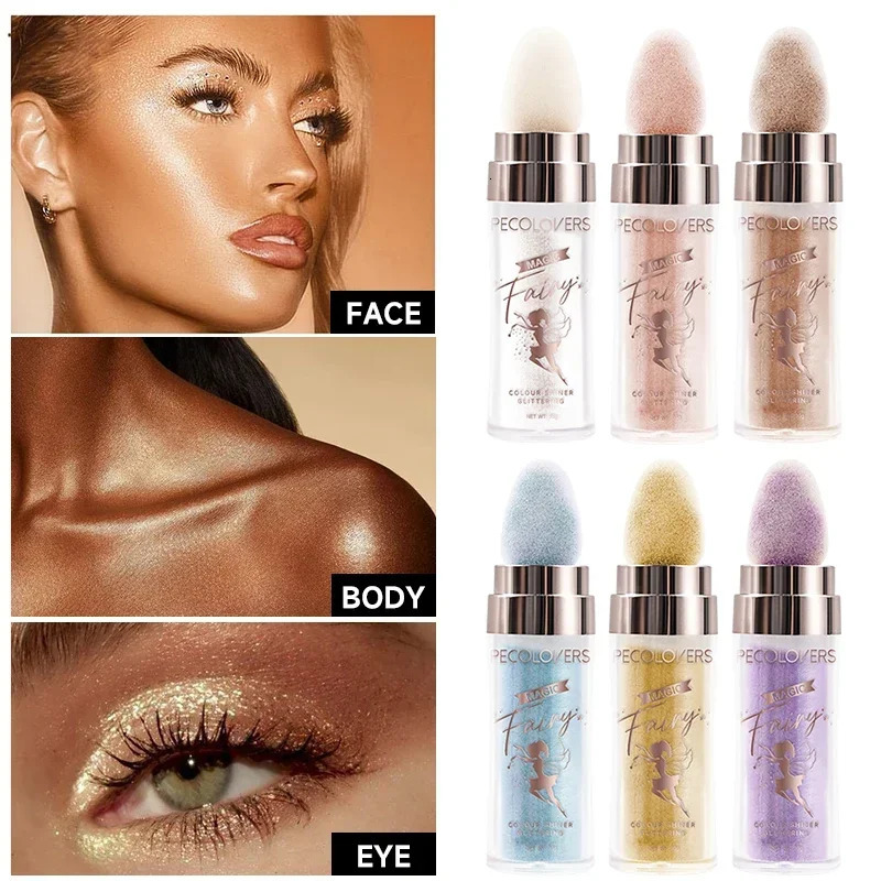 Shimmer Fairy Powder White Loose Highlighter Face Body Glitter Wand Makeup Bronzer Cosmetic 241209