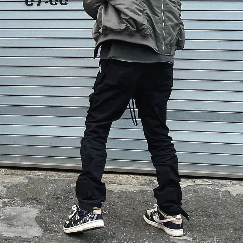 2024 Cyber Y2K Streetwear Multi Pockets Overalls Baggy Cargo Pants For Men Clothes Khaki Sweatpants Male Long Trousers 241209