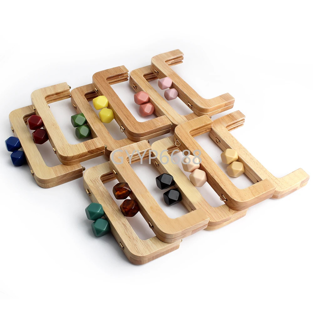 2/5/10 pieces of 19.6x11cm black square wallet frame kiss lock with beads used for sewing bags handbags shoulders wooden handle accessories 241205