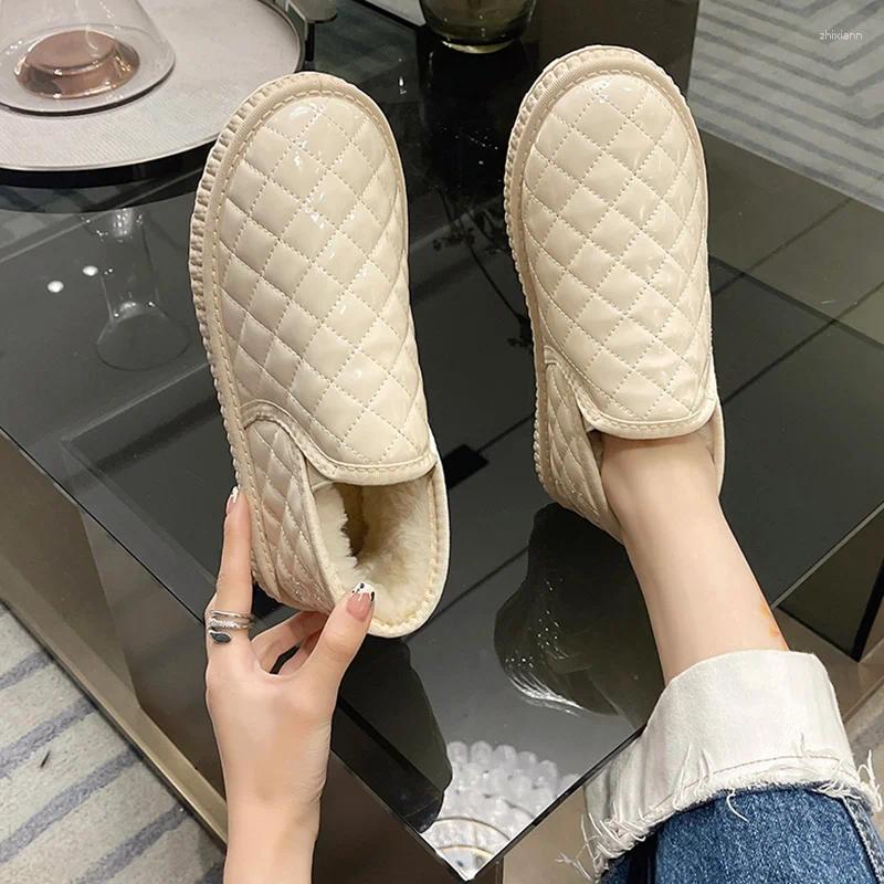 Casual Shoes Moccasin Female Sneakers Slip-on Moccasins Winter Slip On Snow Boots Shearg Fur Woman Shoe Moccas zhanyishengli