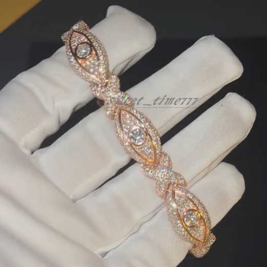Fashion Rapper Hip Hop Jewelry Evil Eye diamond Bracelet men 925 Silver Iced out Moissanite bracelet men