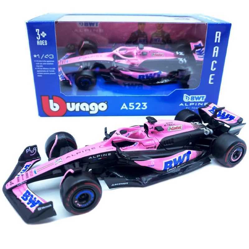 1 43 Bburago Alpine F1 Team A523 BWT Pink Version #10 #31 Model Car Toys Diecast Formula Racing Alloy Luxury Vehicle Kids Gifts X241209