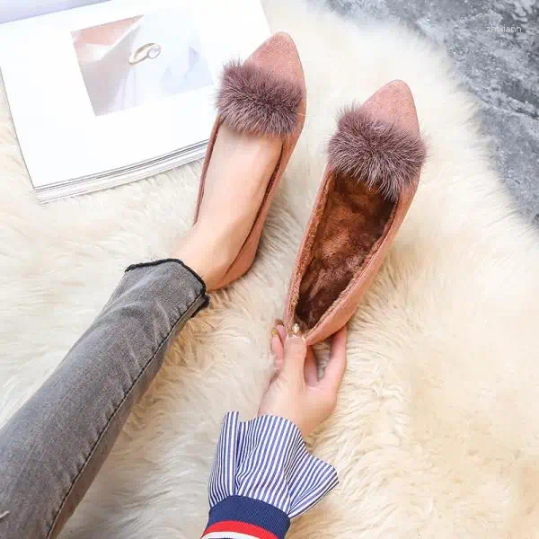 2025 NEW Casual Shoes Women Female Shallow Mouth Dress ck Short Plush TPR Flat With Woman Flats T zhanyishengli