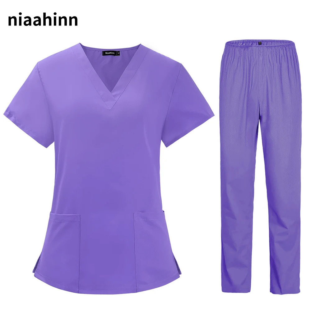 Pet Grooming Doctor Uniforms Non-sticky Hair Nurse Women Thin and Light Fabric Clothes for Summer Clinical Uniform Woman 241209