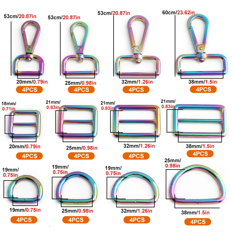 Rainbow 20/25/32/38MM metal buckle magnetic buckle used for wallet bags switch clip hooks D-rings sliding buckle hardware accessories 241205