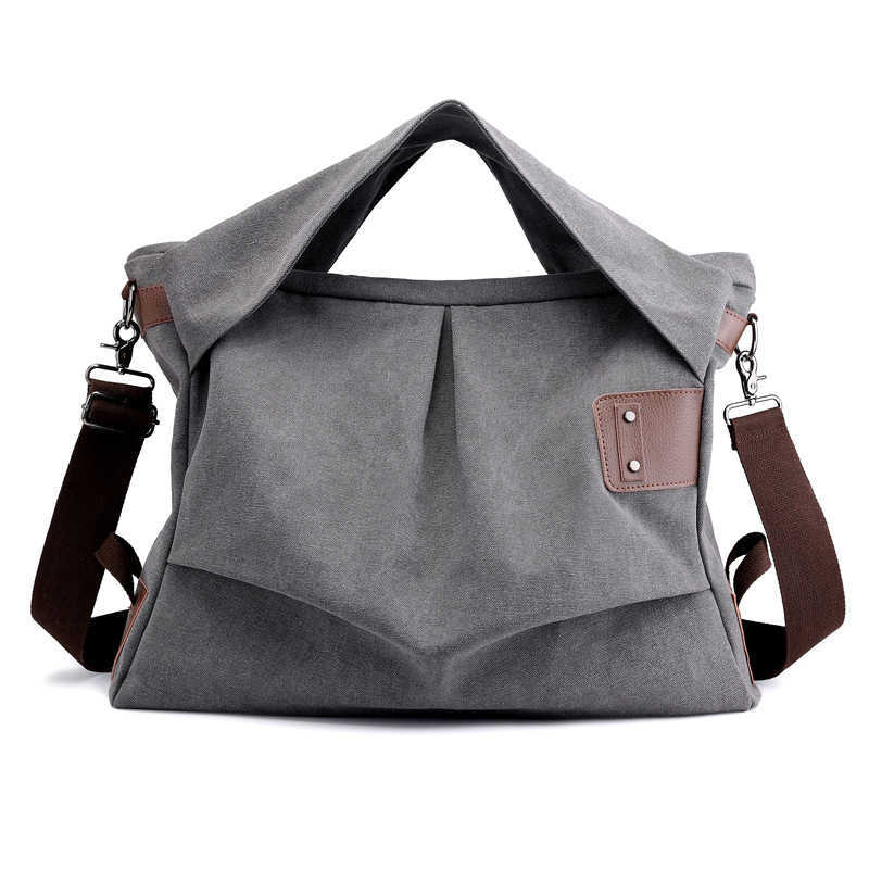 Canvas bag women's bag fashion pleated women's bag large capacity portable women's bag leisure Shoulder Messenger Bag 241215