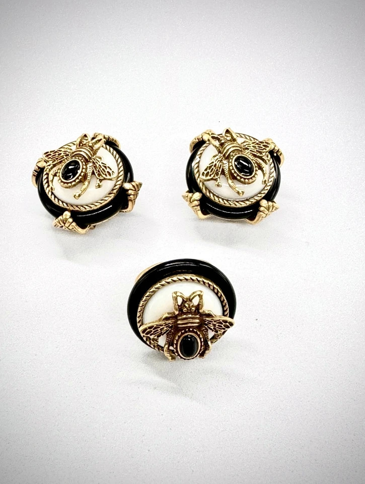 European and American fashion trends retro literature elegant and cute spirit bee rings jewelry sets 241209