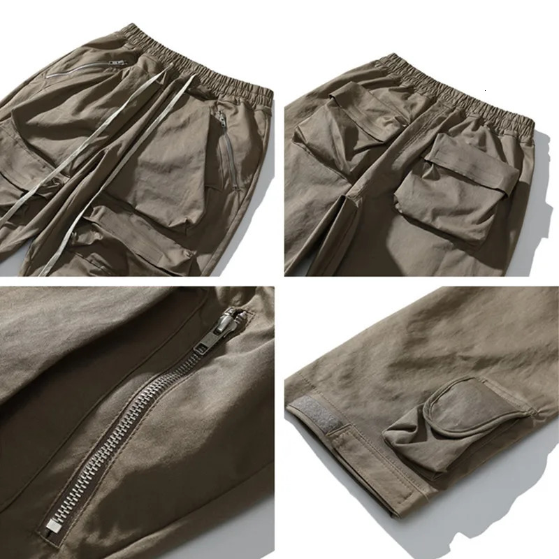 2024 Cyber Y2K Streetwear Multi Pockets Overalls Baggy Cargo Pants For Men Clothes Khaki Sweatpants Male Long Trousers 241209