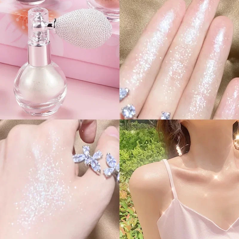 Diamond Highlighter Powder Spray Waterproof High Gloss Glitter Body Bronzer Highlight Powder Face Contour Makeup 241209