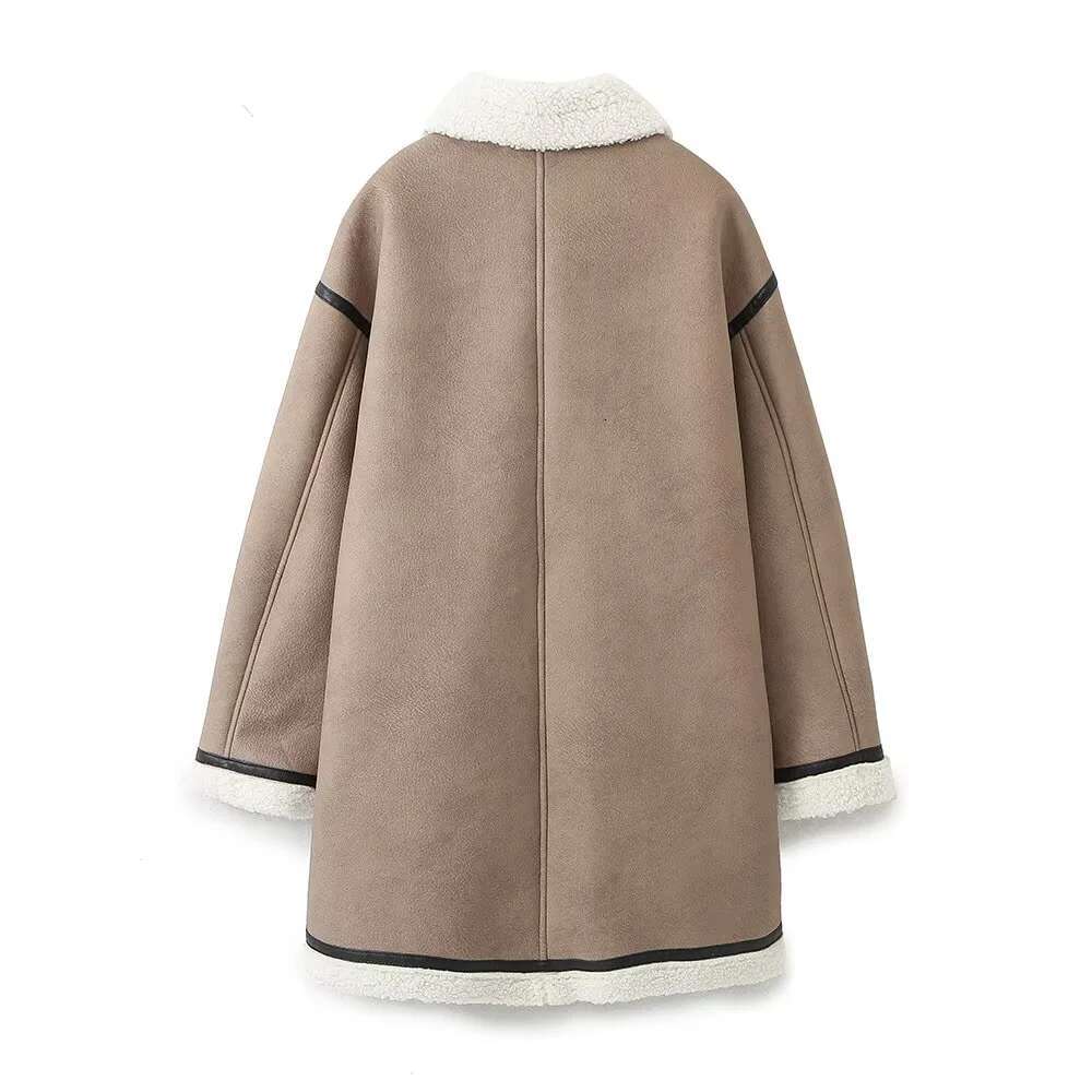 Winter Women's Fashion Thick And Long Double Sided Fur Integrated Stand Up Collar Coat Cotton Jacket