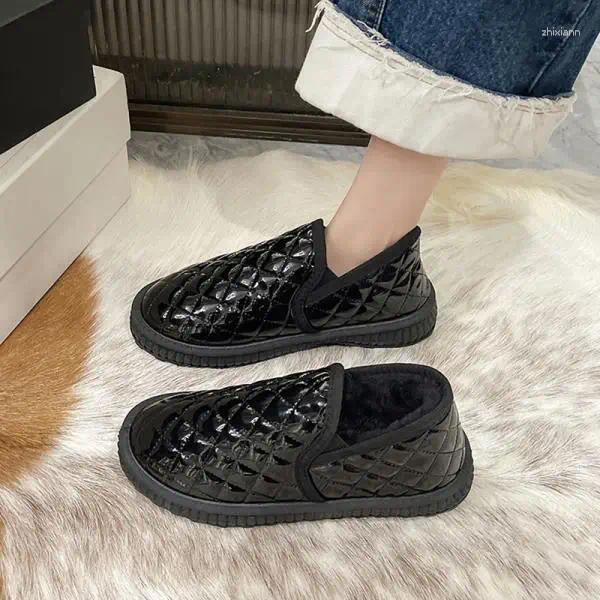 Casual Shoes Moccasin Female Sneakers Slip-on Moccasins Winter Slip On Snow Boots Shearg Fur Woman Shoe Moccas zhanyishengli