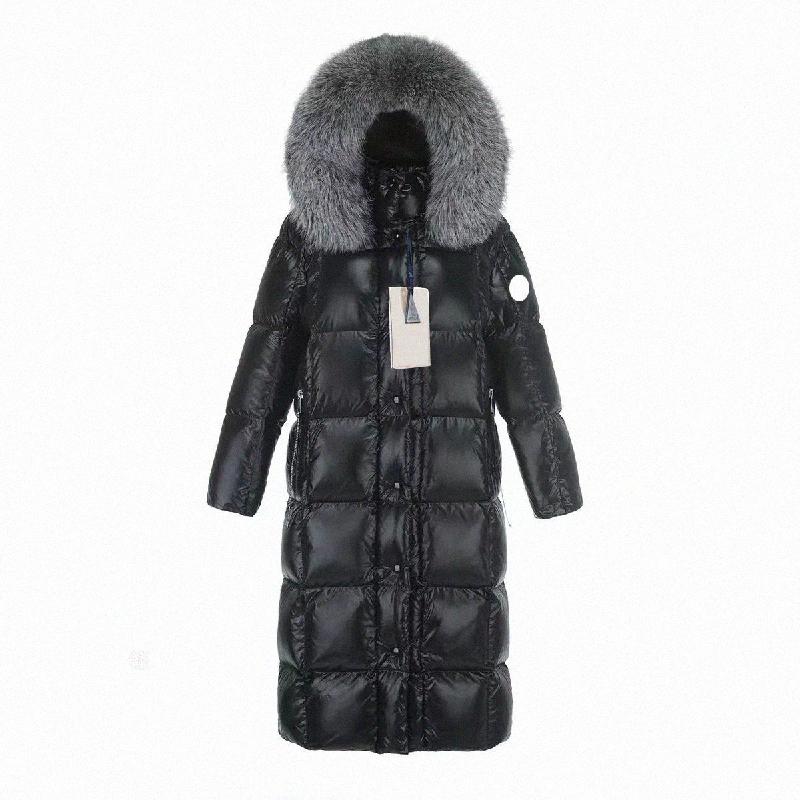 Womens Down Coats Long Jackets Fur Trench Puffy Downs Jacket Classic Woman Hood