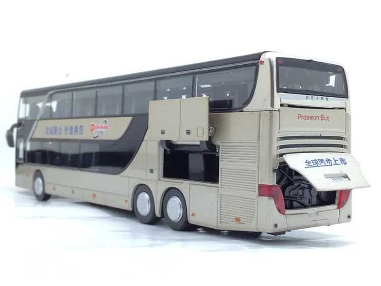 High quality 1 32 alloy+ABS rear pull bus model for new car sales in 2023 high simulation dual visual bus flashing LED toy car X241209
