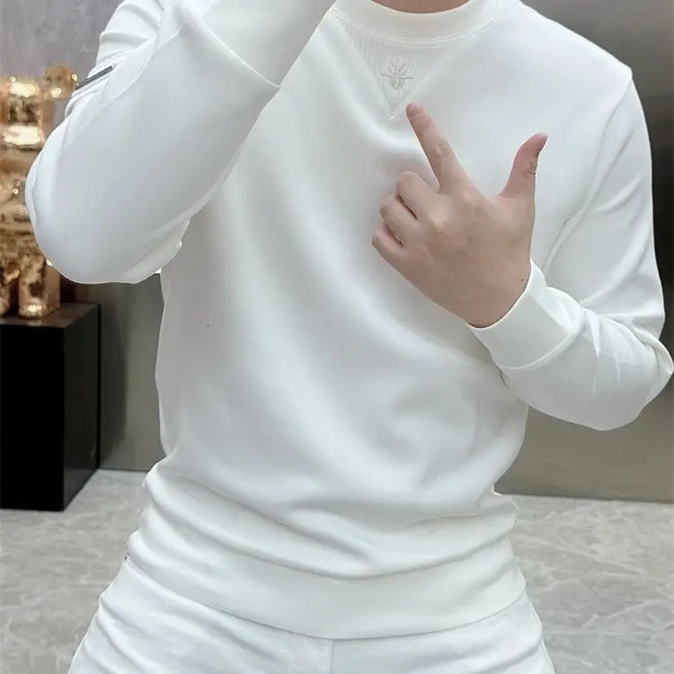 Light y Trendy Bee Embroidered Sweater Mens Simple Fashion Personalized Casual Pullover Long Sleeves on Clothes 241209