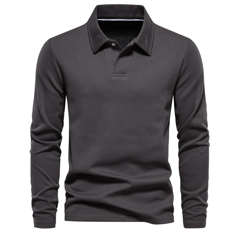 Embroidery Long Sleeve Polo Shirt for Men Turn Down Collar Mens Casual Social Business Shirts Golf Male 241202
