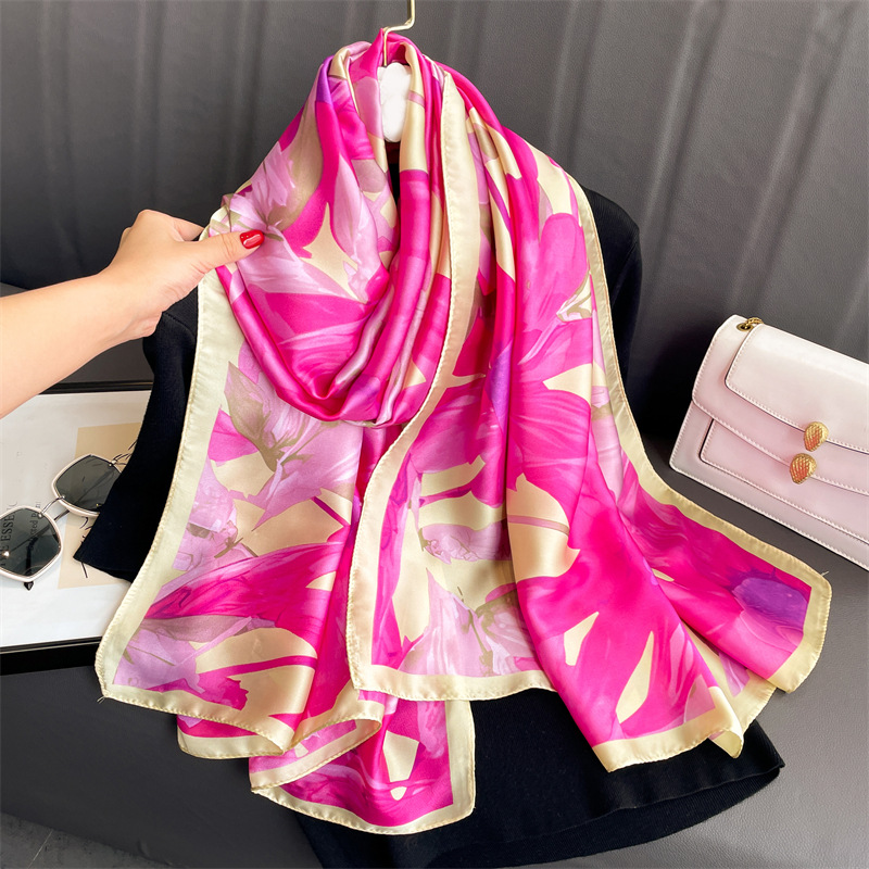 Fashion Scarf Silk Scarves Luxury Summer Flower Print beach Towel Scarf Pashmina For Women Designers Women Sunscreen Thin Gauze Scarf Long Shawl Wrap 180x90CM