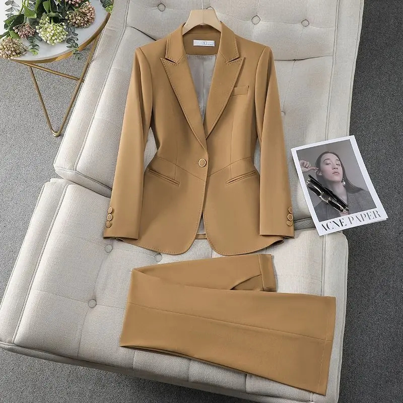 Women Autumn Fashion Professional Suit Twopiece Korean Elegant Casual Blazers Jacket Pants Matching Set Female Clothes 241209