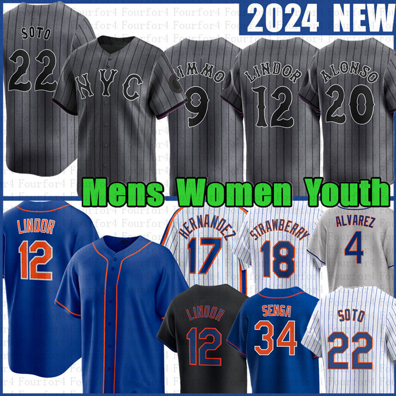 Juan Soto Baseball Jersey Francisco Lindor Pete Alonso Alvarez Brandon Nimmo Darryl Strawberry Keith Hernandez Starling Marte Mets Edwin Diaz Mark Vie