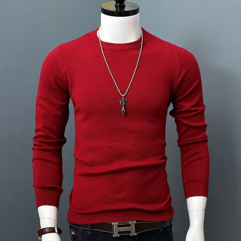 Men Autumn Winter Fashion Long Sleeve ONeck Casual Knit Sweater Male Solid Color Allmatch Cashmere Pullover N26 241209