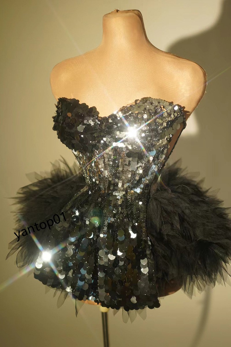 dress casual dresses gold rhinestones fringes short dress women dance show performance evening party stage costume birthday celebrate designer dress 2