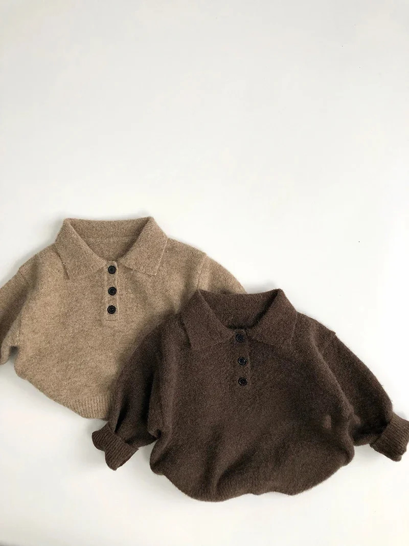 MILANCEL 1-6Y Autumn Boys Clothing Childrens Knitted Down Collar Sweater Childrens Fashion Solid Color Pullover Girls Coat 241210