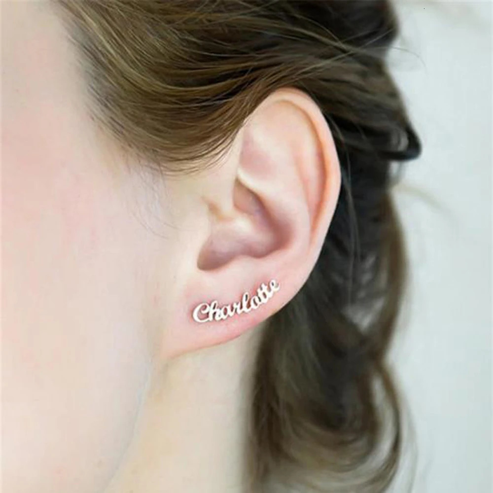 Customized Earring Name Personalized Earrings Jewelry Stainless Steel Letter Stud Earrings Minimum Value Earring Gifts 241209