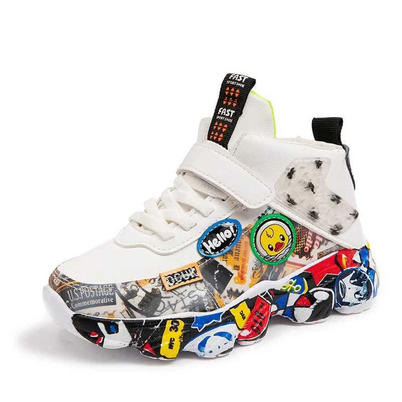 Size 26-37 Children Sports Sneakers for Girls Kid Cartoon Graffiti Pattern Casual Shoes Boys Basketball Shoe sports shoes X2503221