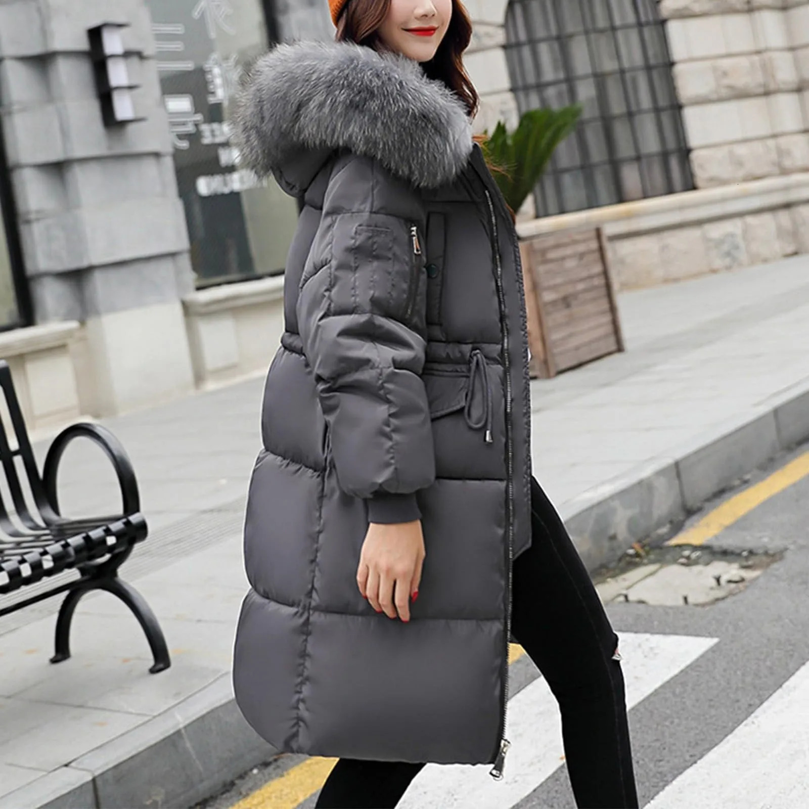 Womens Winter Jacket 2024 Waterproof Down Solid Fur Collar Warm Thick Outdoor Hiking Coat 241209