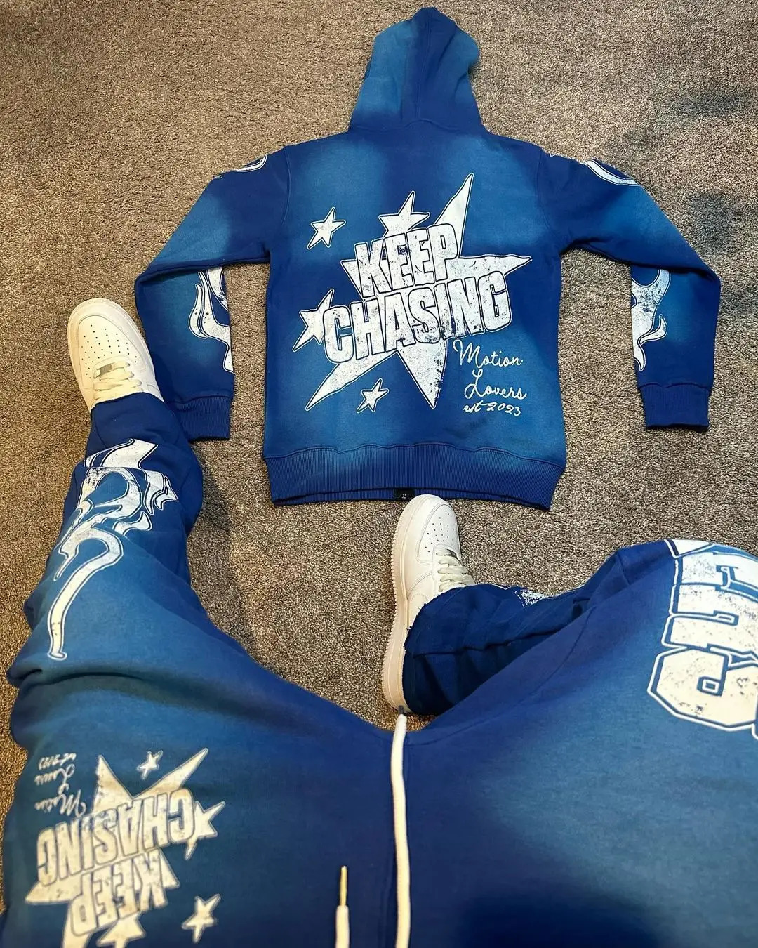 MOT10NLOVERS Hiphop Mens Casual Fashion Sportswear Twopiece Set Harajuku Street Clothing Super Dalian Hoodie Y2k 241209