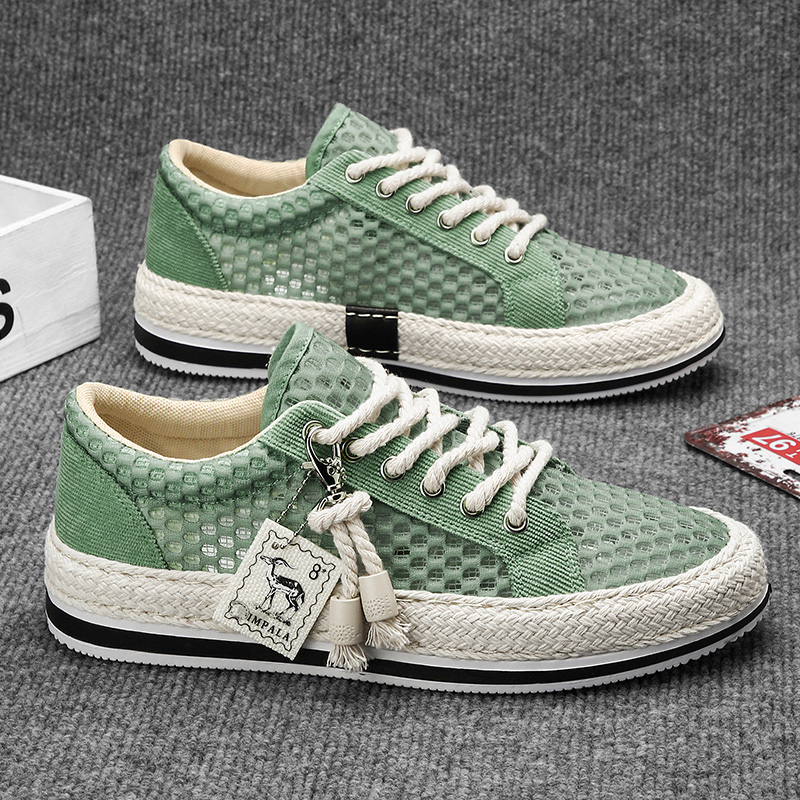 2025 New Designer Straw Fisherman Rope Buckle Decorative Outdoor Breathable Mesh Sports Academy Youth Men's Fashion Shoes