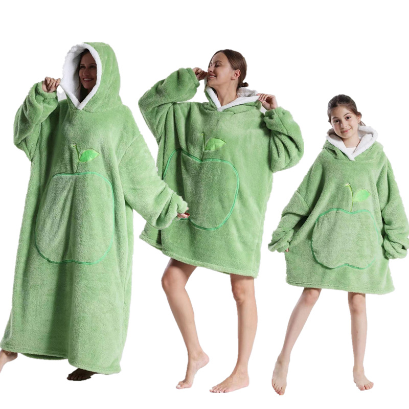 Blankets For Adult Child Extra Long Wearable Blankets Winter Flannel Hooded Blanket with Full Sleeves Men Women Cozy Soft Throw Adult TV Blanket