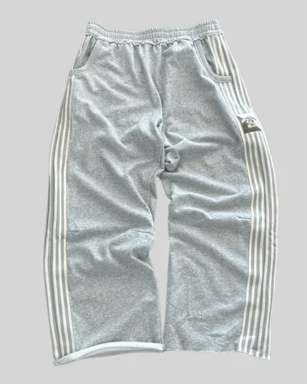 Streetwear Sweatpants Mens Clothing Harajuku Retro Stripes Embroidered Graphic Baggy Pants Gothic Gray Straight Trousers 241203Z