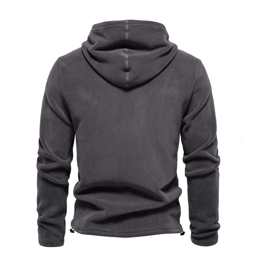2024 autumn and winter new long sleeved hooded trend versatile men's fleece warm sweatshirt