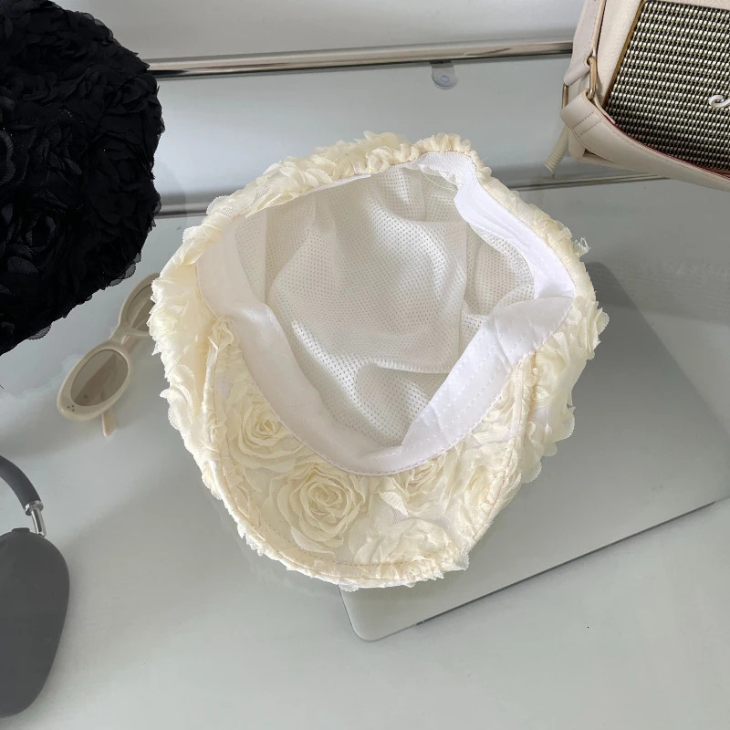 Korean er rose beret womens spring and summer travel Versatile Ins niche high-end retro front hat 241209