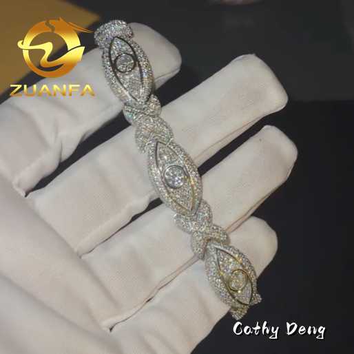 Fashion Rapper Hip Hop Jewelry Evil Eye diamond Bracelet men 925 Silver Iced out Moissanite bracelet men