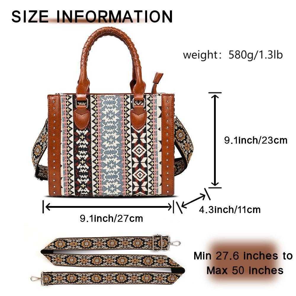 Women's bag printed handbag large capacity single shoulder cotton linen tote bag Bohemian bag 241215