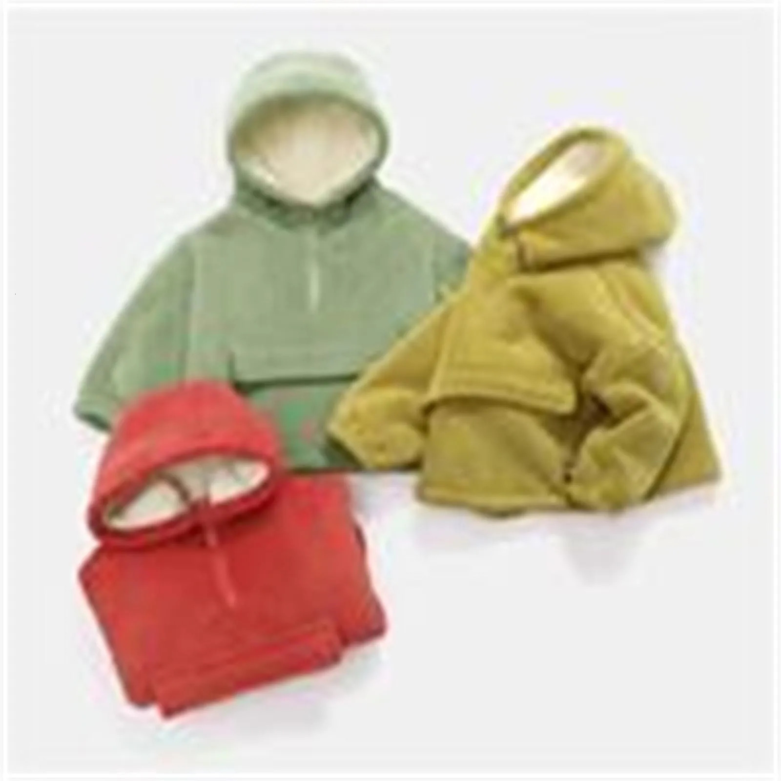 Autumn and Winter Childrens Wool Hoodies Thick Hoodies for Boys and Girls Zipper Loose Solid Color Sweatshirts Sudadera 241210